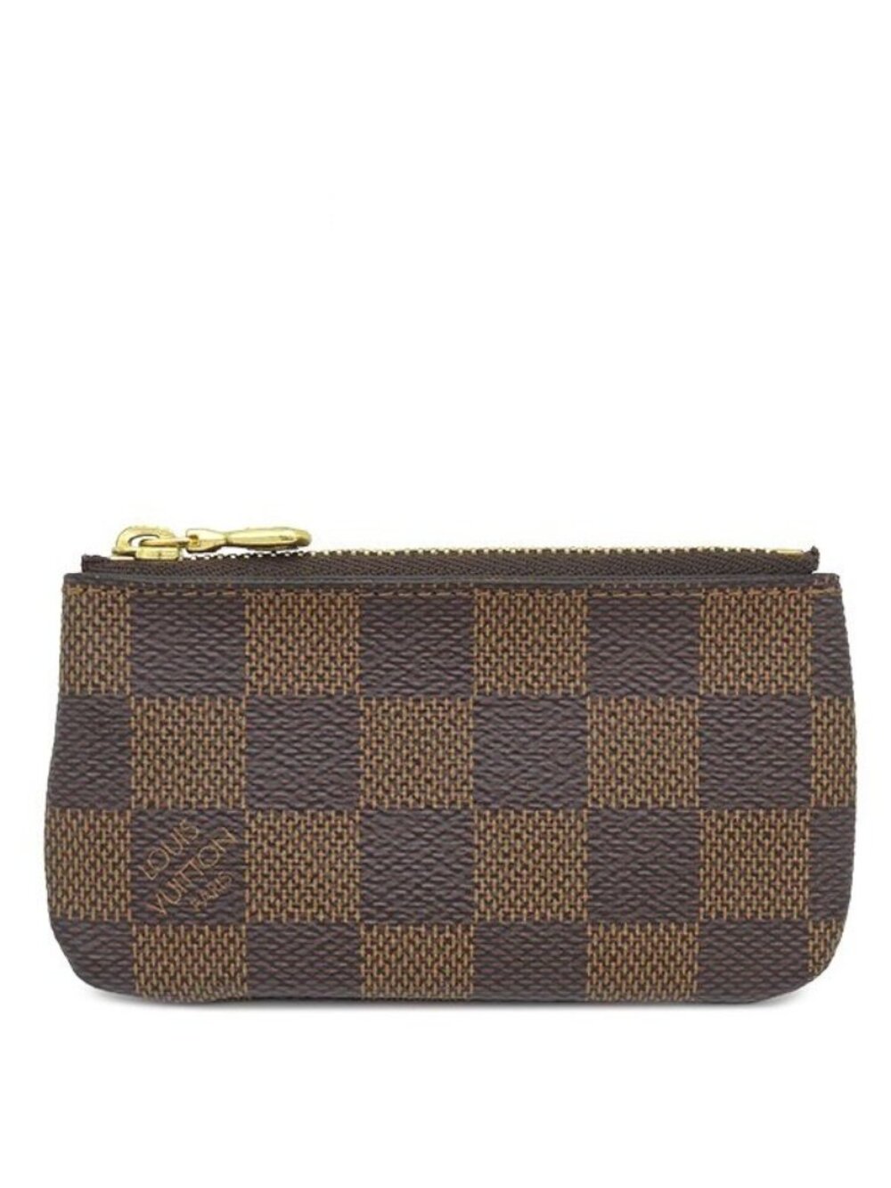 Louis Vuitton Coin Purse Pochette Cles Damier Canvas Ebene Gold Brown Key